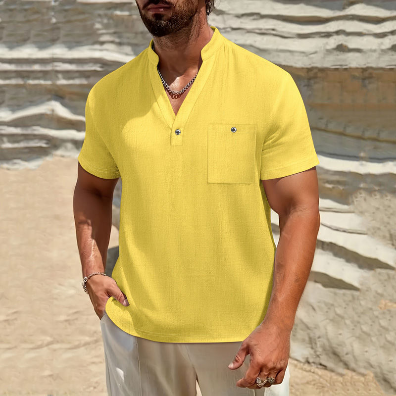 Linen Shirt Breathable - Herenshirt van katoen en linnen, korte