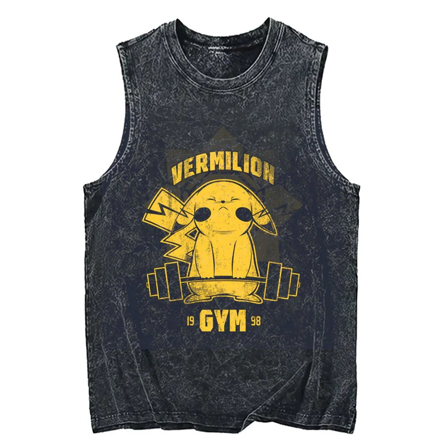 Tank Top Muscle - 2026 Pokemon Pikachu Acid Wash Tank