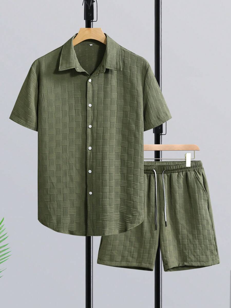Short Linen Drawstring - Manfinity RSRT Heren Mature Vacation overhemdset