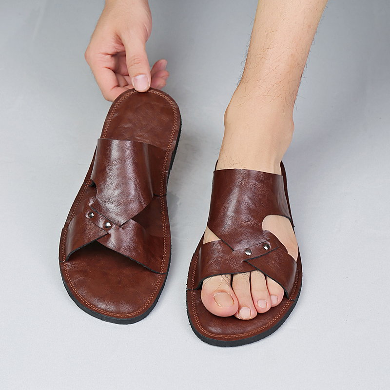 Flip Flop Leather Men - Handgemaakte lederen slippers heren strand zomer