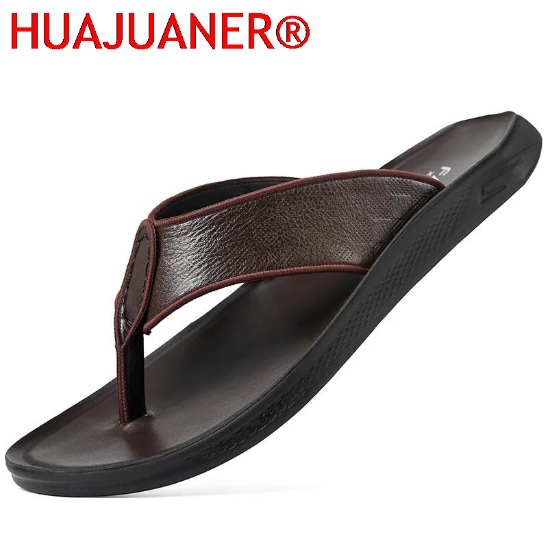 Flip Flop Leather Men - Casual outdoor herensandalen zomer anti-slip lederen