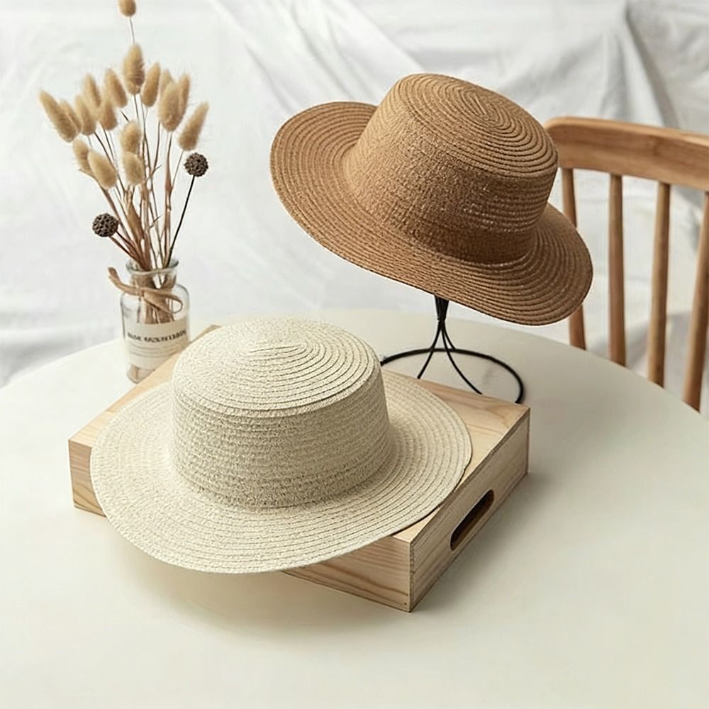 Modieuze strohoed met brede ra - Bucket Hat Straw recensie en prijs